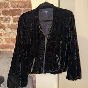 Splendid Black Velvet Bomber Jacket